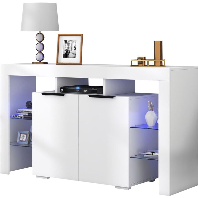 foto del prodotto redom credenza a led laccata, mobile da cucina, credenza, credenza portaoggetti, tavolo cameriere con luci a led, mobile buffet laccato con 4