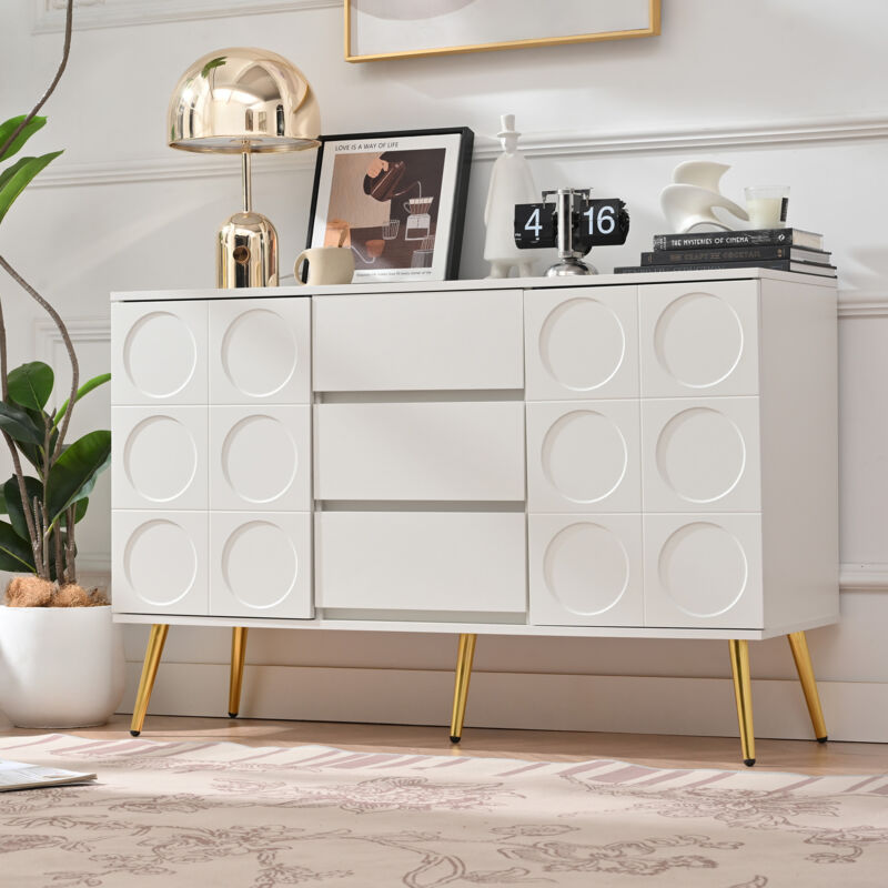 foto del prodotto redom credenza con 3 cassetti e 2 ante, cassettiera, toletta, per camera da letto e soggiorno, con ripiani regolabili e antiribaltamento, 120 x 40