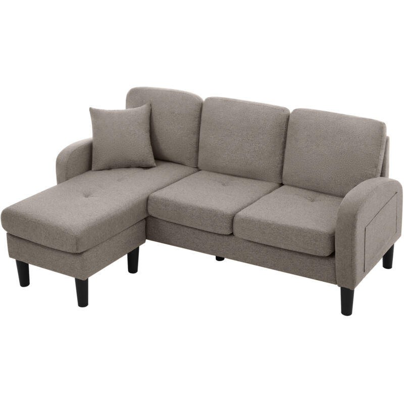 foto del prodotto redom divano angolare a l con chaise longue divano a 3 posti, 185 x 118 x 82 cm, tessuto traspirante in cotone e lino, gambe in plastica, design
