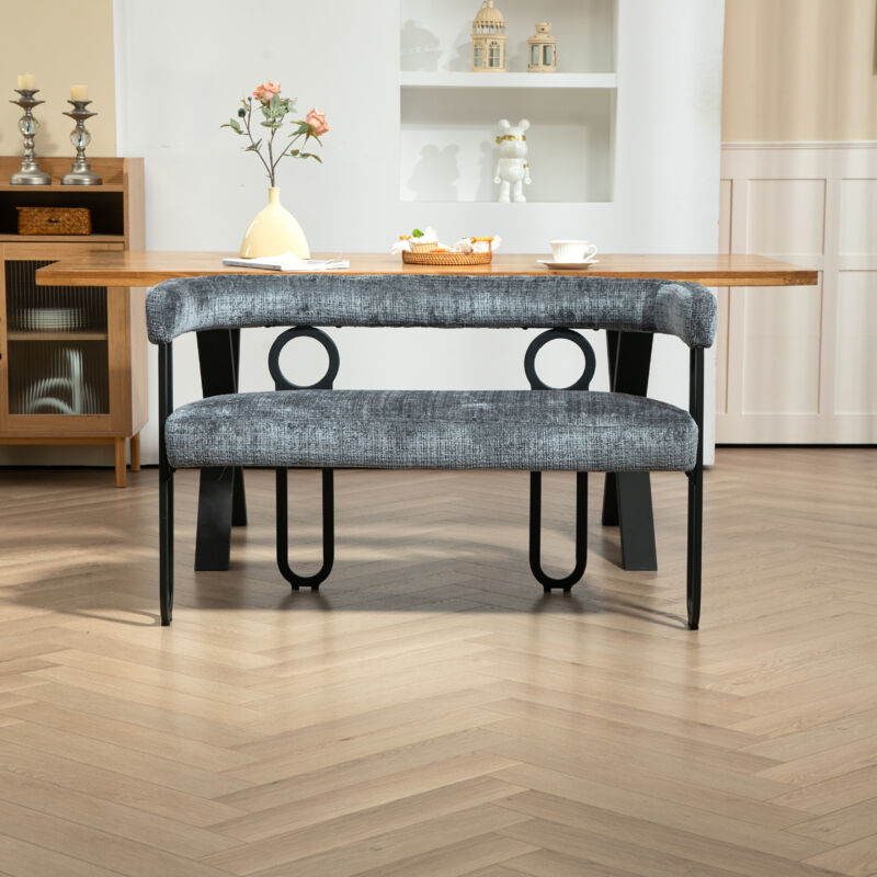 foto del prodotto redom divano doppia coppia, design con schienale arrotondato, divano casual moderno e confortevole, tessuto ciniglia grigio, forma unica, adatto