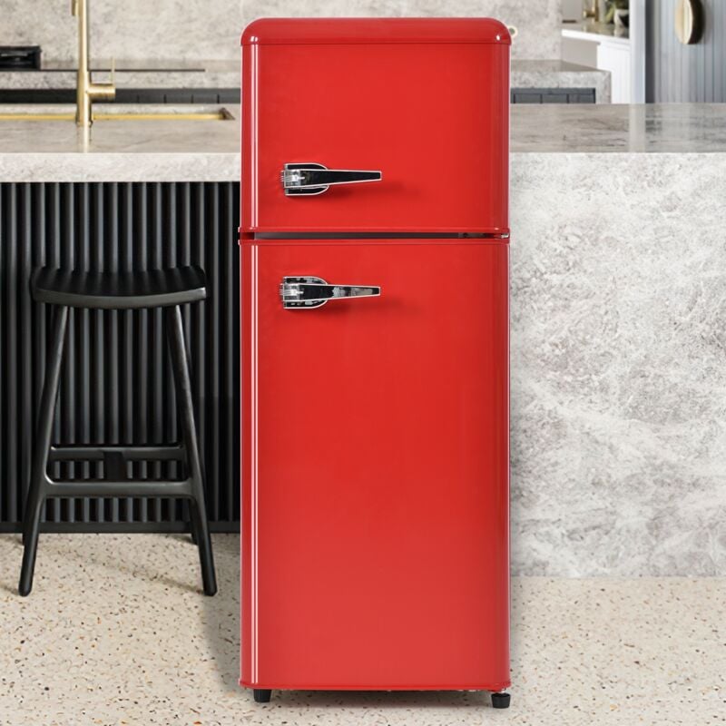 foto del prodotto redom frigo retr . combinazione frigo congelatore, altezza 105,5 cm, larghezza 41 cm, due porte, volume totale 92 litri, volume congelatore 28
