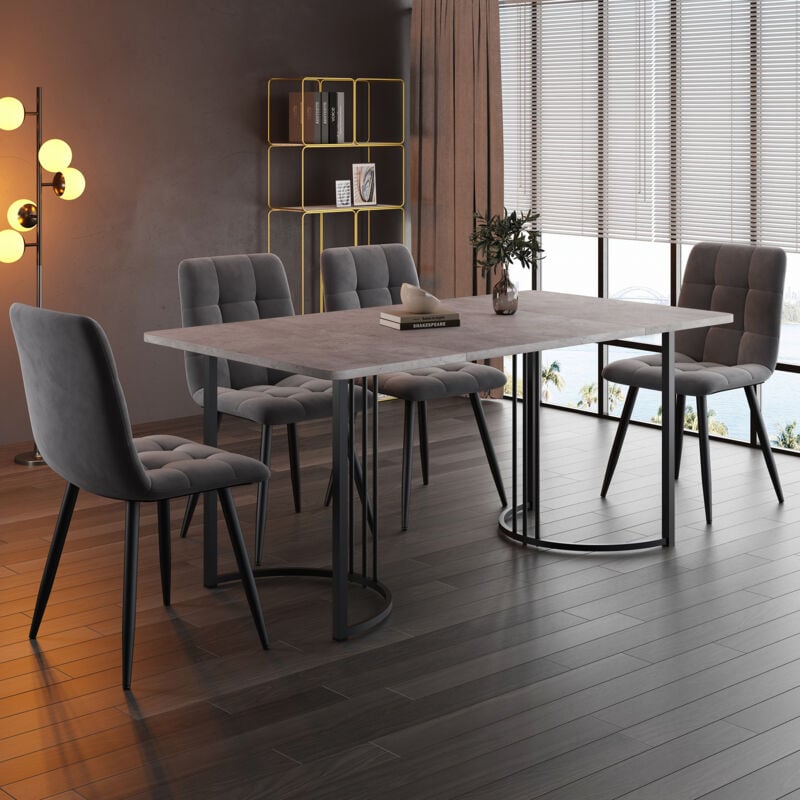 foto del prodotto redom gruppo da pranzo 5 pezzi , set tavolo da pranzo con 4 sedie, set tavolo da cucina moderno, tavolo da cucina 140x80cm con gambe in metallo