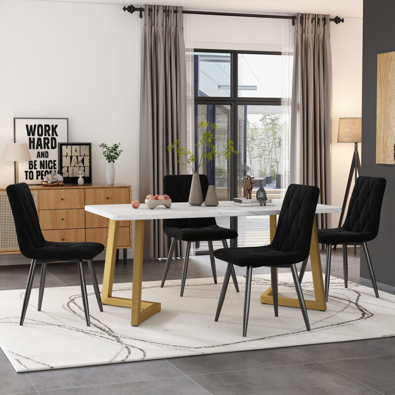 foto del prodotto redom gruppo da pranzo set, tavolo da pranzo 117 x 68 cm con 4 sedie , tavolo da pranzo rettangolare, set tavolo da cucina moderno, sedia da sala