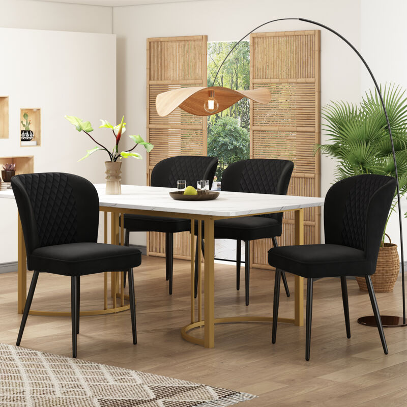 foto del prodotto redom gruppo da pranzo set, tavolo da pranzo 140 80 75 cm con 4 sedie , set tavolo da cucina moderno, sedie da pranzo in velluto nero, sedia di