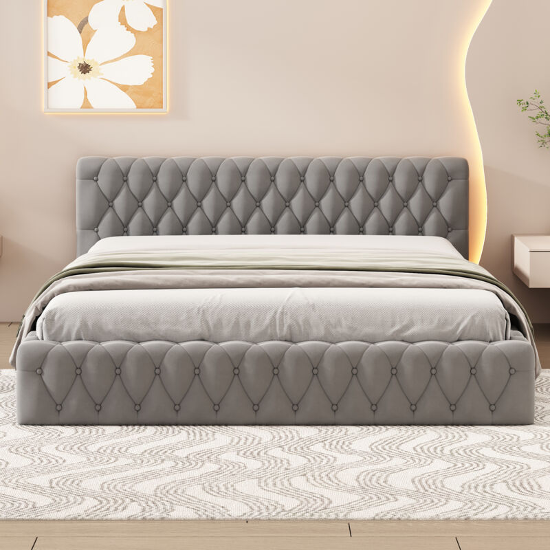 foto del prodotto redom letto imbottito per adolescenti 140 x 200 cm, in velluto delicato sulla pelle, grigio