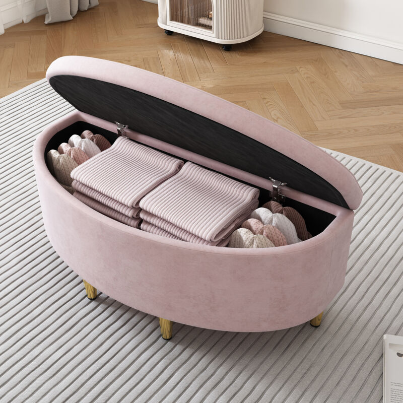 foto del prodotto redom polsterbank mit stauraum, polsterbank mit samt aufbewahrungsbox, fu hocker mit metallbeinen, geeignet f r flur, wohnzimmer, schlafzimmer, 90