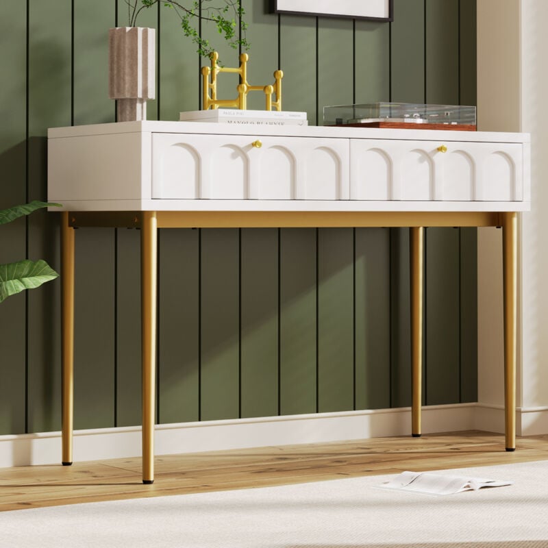 foto del prodotto redom schminktisch mit 2 schubladen h he 76,5 cm, schlafzimmerkommode sideboard hoch wei sideboard schubladenkommode kommode f r schlafzimmer,
