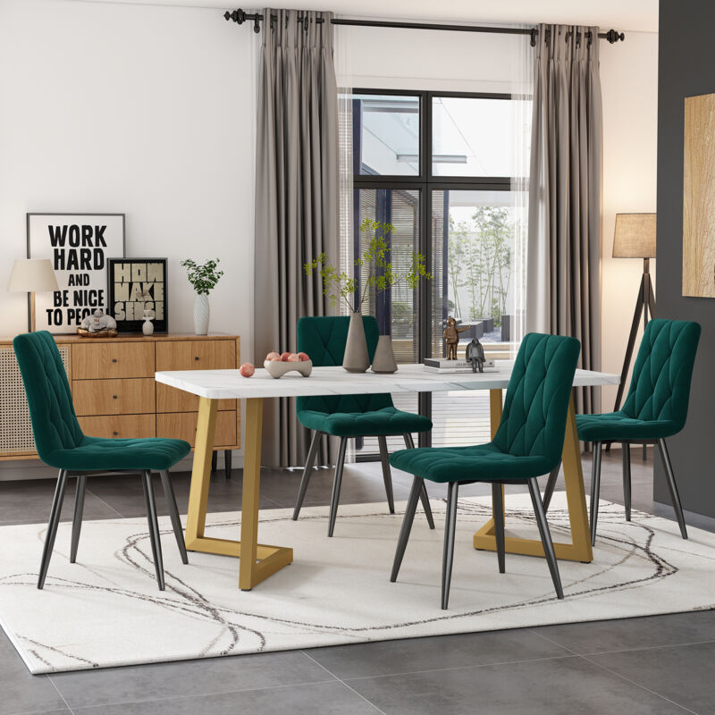 foto del prodotto redom sedia da pranzo set, 117 68 cm con 4 sedie , tavolo da pranzo rettangolare, set tavolo da cucina moderno, sedia da cucina in velluto twill