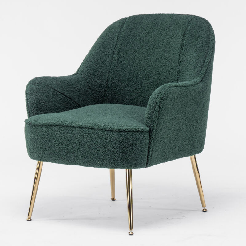 foto del prodotto redom sedia ergonomica laterale in tessuto teddy sedia da soggiorno sedia da camera da letto sedia da casa con gambe dorate e piedini regolabili