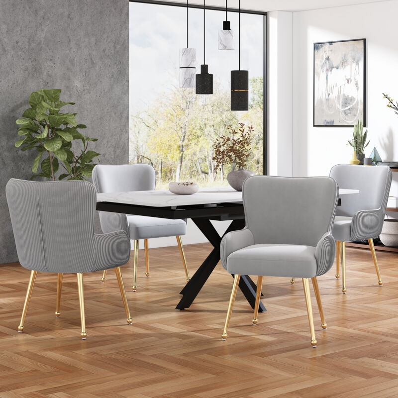 foto del prodotto redom sedie da pranzo in velluto set di 4 poltrone lounge di lusso per soggiorno camera da letto con quattro gambe di supporto in metallo dorato