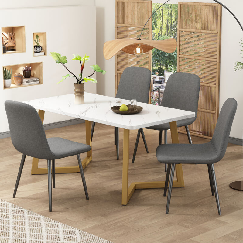 foto del prodotto redom set da pranzo 5 pezzi , tavolo da pranzo con 4 sedie, set tavolo da cucina moderno, sedie da pranzo dal design moderno con schienale, gambe