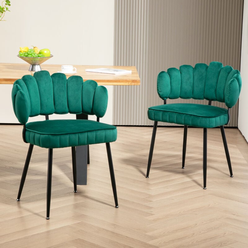 foto del prodotto redom set di 2 tavolo e sedie per sala da pranzo, set di sedie da pranzo in velluto con schienale rotondo, comode sedie da cucina, tavolo e sedie