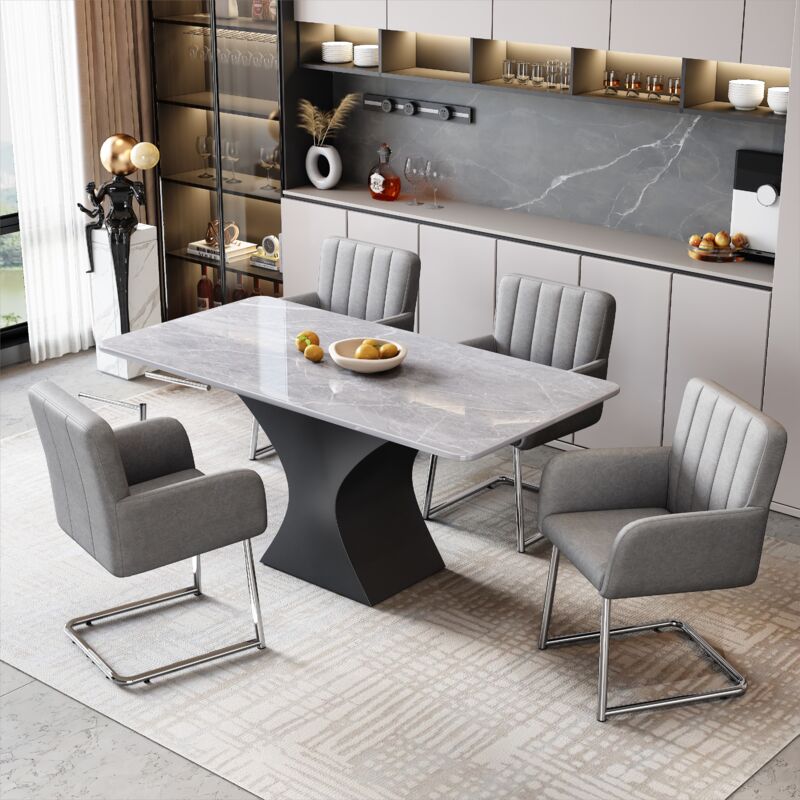 foto del prodotto redom set di 4 sedie da pranzo a righe verticali, poltrona imbottita con gambe in metallo a zig zag, poltrona lounge, sedia da soggiorno per camera