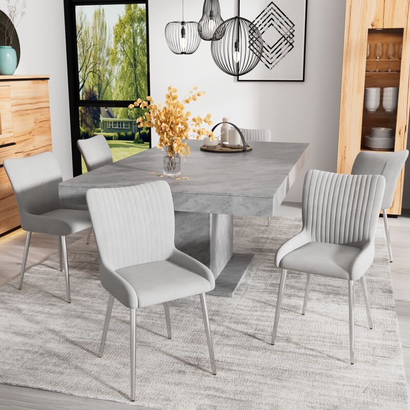 foto del prodotto redom set di 6 sedie da pranzo in velluto, chaise longue di lusso per soggiorno, camera da letto, con quattro gambe di supporto in metallo
