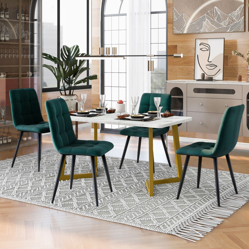 foto del prodotto redom set tavolo da pranzo con 4 sedie da 46 pollici, tavolo da pranzo rettangolare, set tavolo da cucina moderno, sedia da pranzo, sedia da cucina