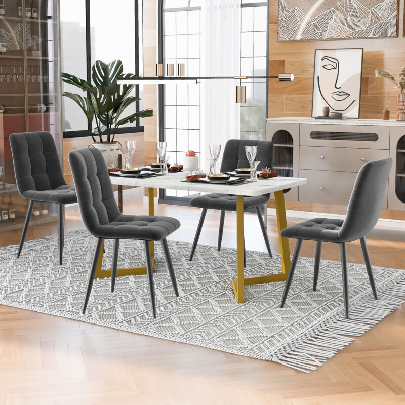foto del prodotto redom set tavolo da pranzo da 117 cm con 4 sedie, tavolo da pranzo rettangolare, set tavolo da cucina moderno, sedia da pranzo, sedia da cucina in
