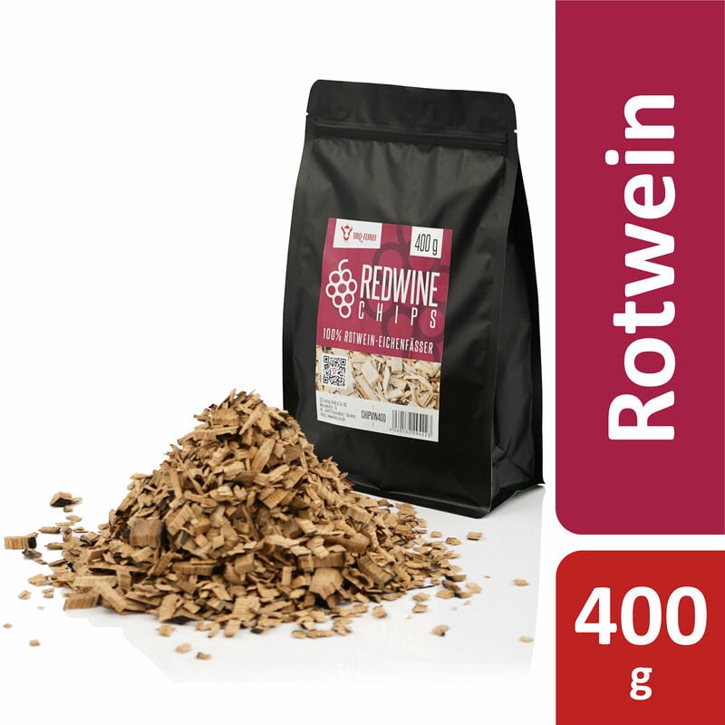 foto del prodotto redwine smoker chips 400 g ricavato da botti di quercia da vino rosso al 100 bbq toro