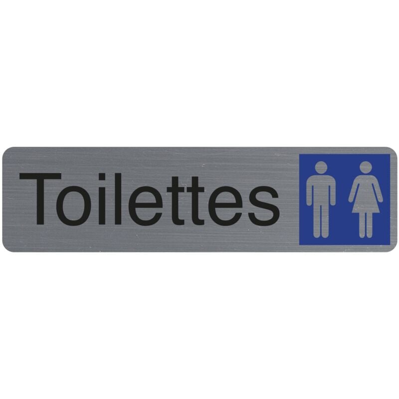 foto del prodotto ref. 67151e 1 cartello adesivo per porta wc donna uomo cartello murale stampato per segnaletica su tutti i supporti aspetto alluminio