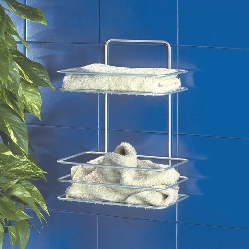 foto del prodotto reflex porta asciugamani a 2 piani, filo ferro, grigio metallizzato, 25x15x35 metaltex