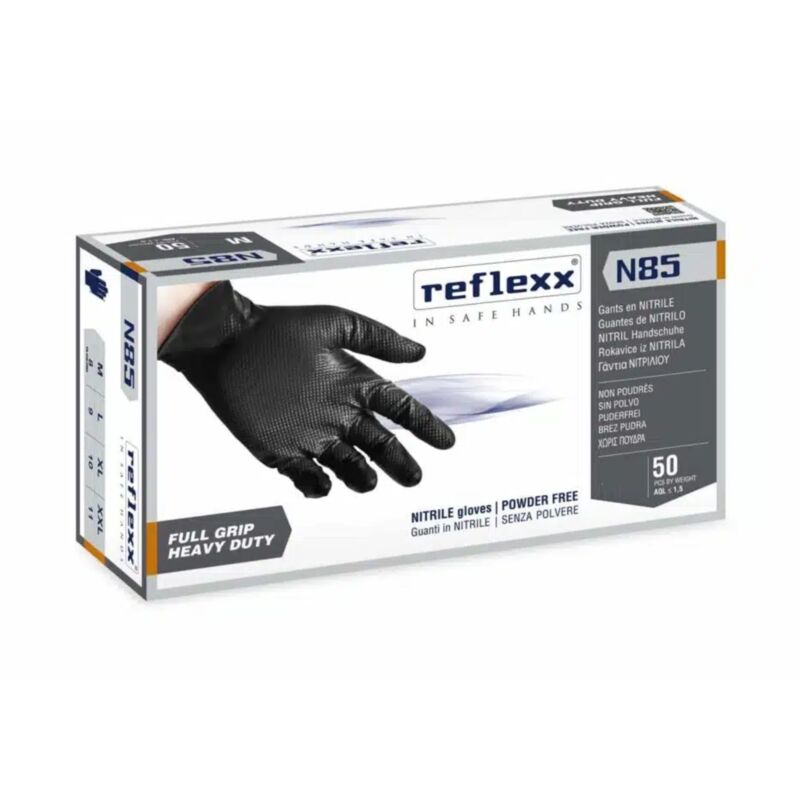 foto del prodotto reflexx n85b guanti nitrile no polvere 100 latex free 8.4gr cat.3 50 pezzi m
