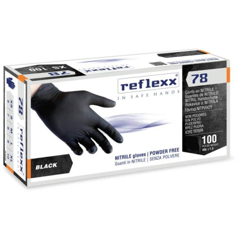 foto del prodotto reflexx r78 guanti nitrile no polvere 100 latex free 4gr cat.3 100 pezzi s