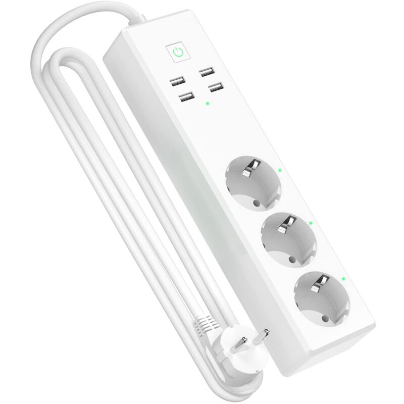 foto del prodotto refoss multipresa smart ciabatta wifi compatibile con alexa google home, ciabatta intelligente con 3 schuko 4 usb, funzione timer protezione da
