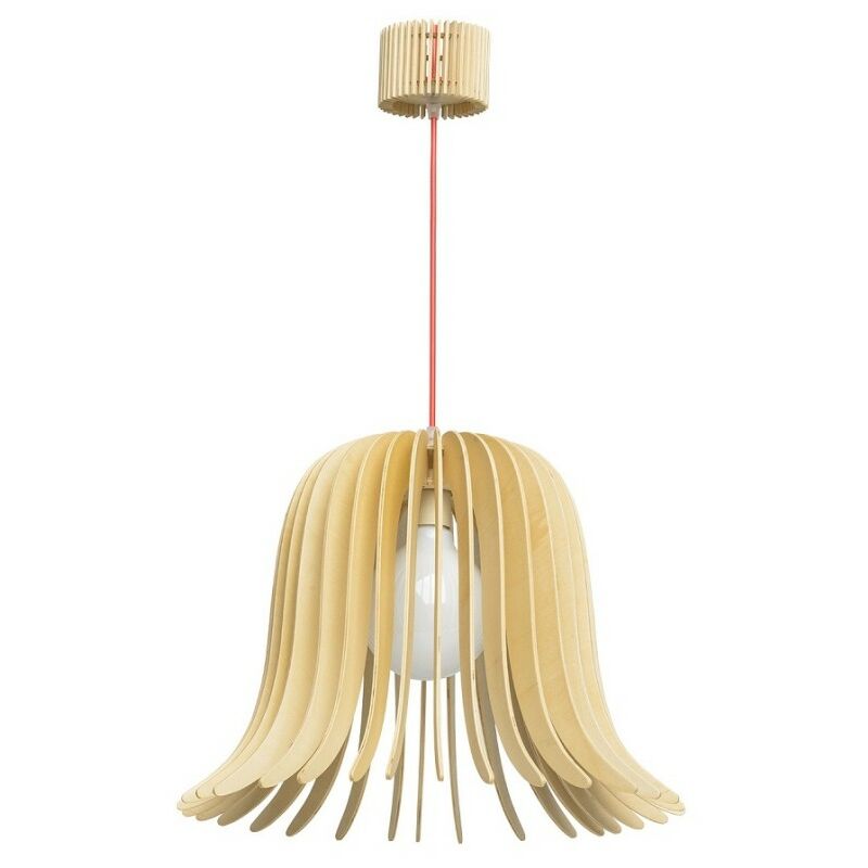 foto del prodotto regenbogen 645010301 lampadario a sospensione 45cm e27 13w legno naturale svasato