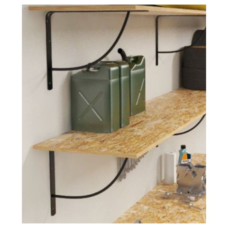 foto del prodotto reggimensola pesante linea tondino per arredo garage in acciaio 50cm colore nero veca