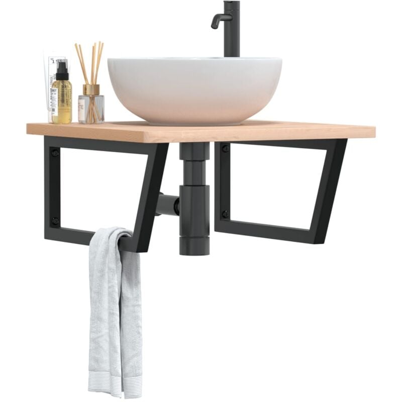 foto del prodotto reggimensole per lavabo 2 pz nere trapezio in acciaio vidaxl