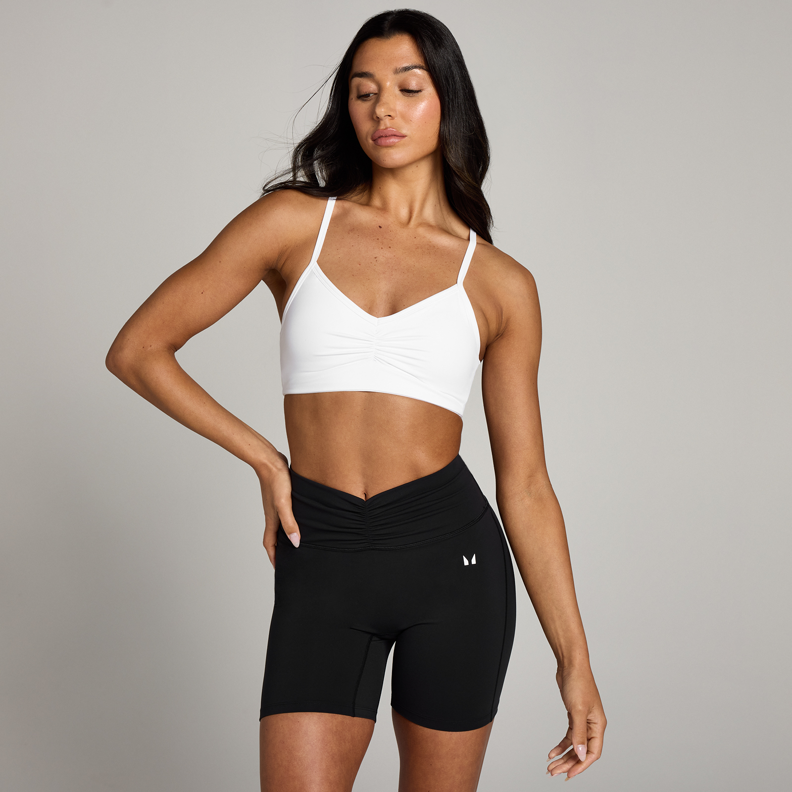 foto del prodotto reggiseno sportivo con rouches frontali mp tempo bianco l