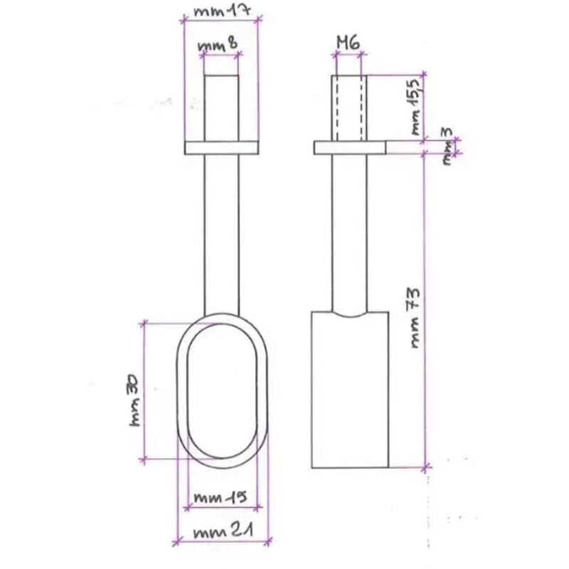 foto del prodotto reggitubo centrale cromato per tubo ovale 30 x 15 con fissaggio passante innesto vite 6 ma