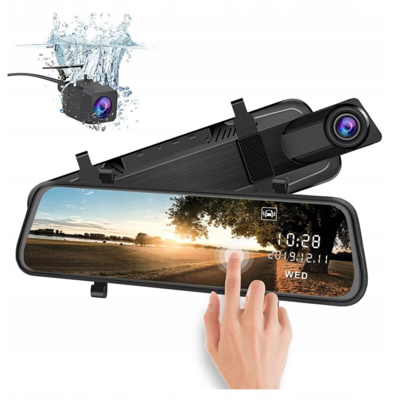 foto del prodotto registratore di guida della telecamera per auto nello specchio videoregistratore anteriore posteriore