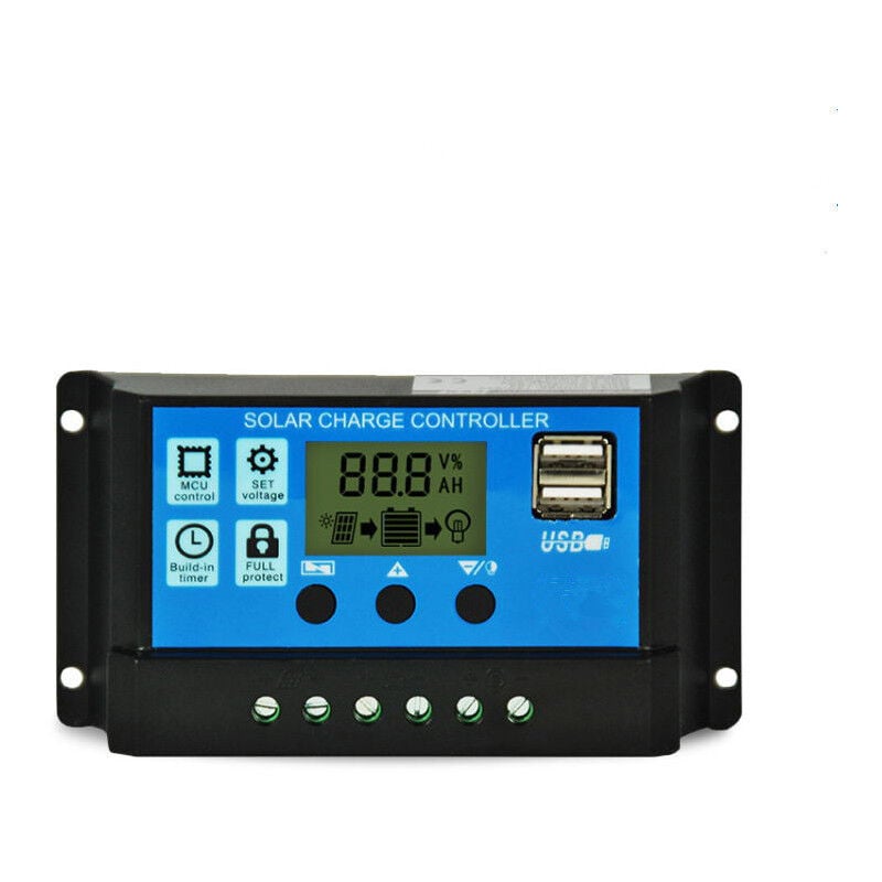immagine 0 del prodotto regolatore di carica intelligente per pannelli solari da 20 a 12 v 24 v con display lcd e porta usb, protezione da sovracorrente, per illuminazione a