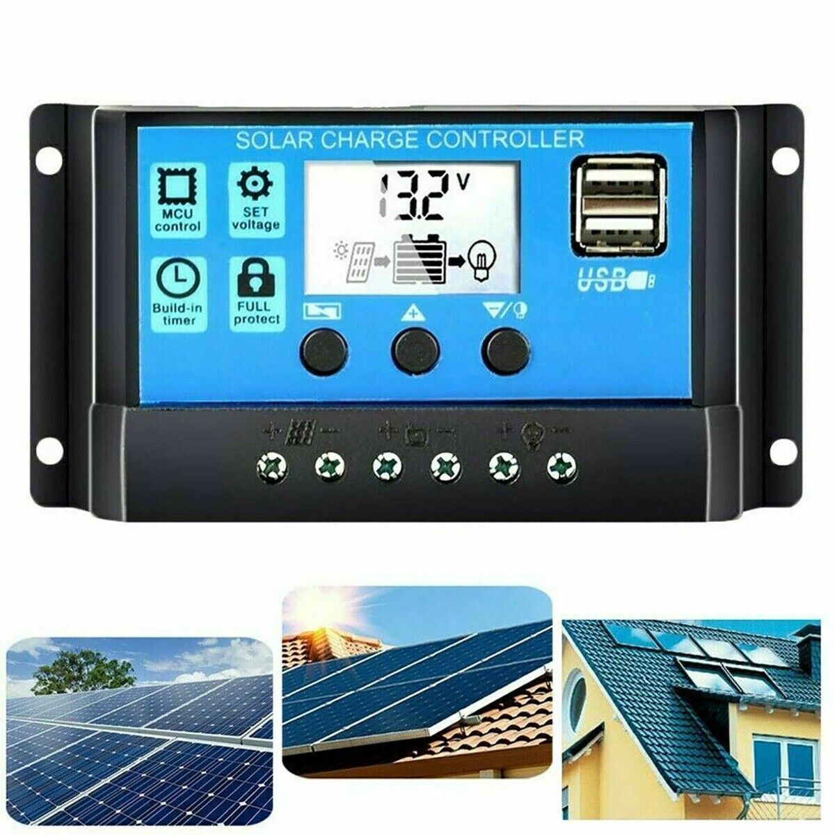 foto del prodotto regolatore di carica pannello solare controller 12v 24v 10a barca camper auto