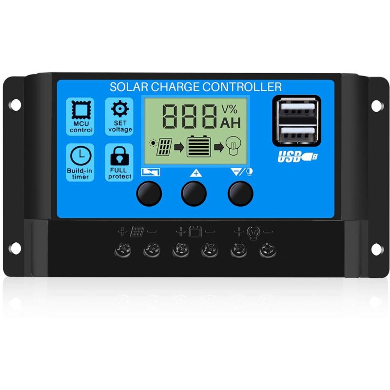 foto del prodotto regolatore di carica per pannello solare 30a 12v 24v regolatore di batteria pwm intelligente con doppia porta usb da 5v display lcd per batterie al