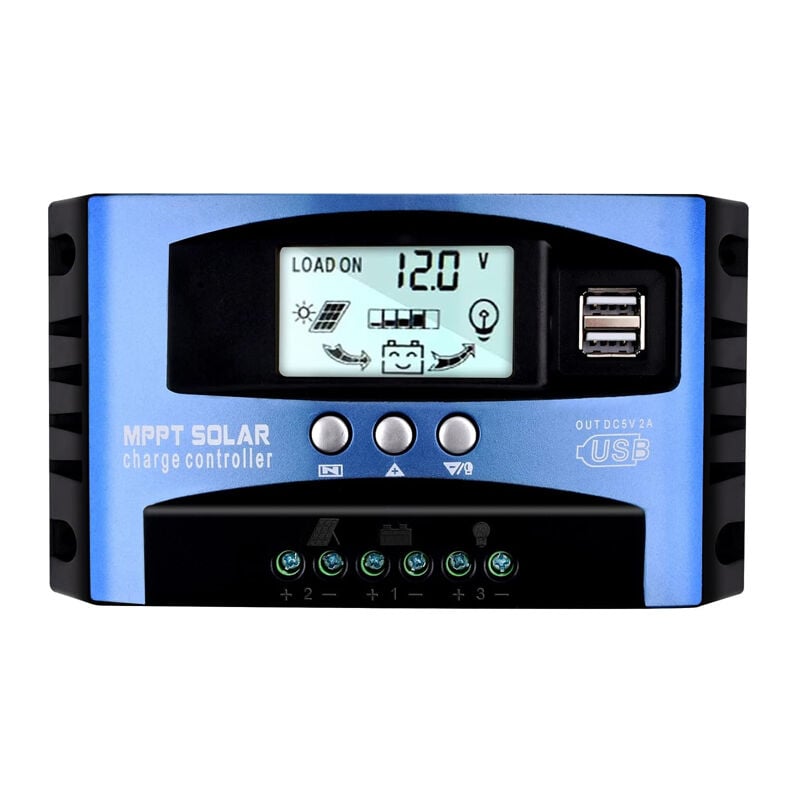 foto del prodotto regolatore di carica solare 100a regolatore di carica solare usb doppio 12v 24v regolatore solare con display lcd