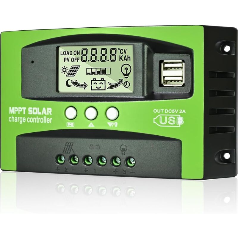 foto del prodotto regolatore di carica solare 30a 12v 24v regolatore automatico del pannello solare 30a con sensore di temperatura e display lcd per tutte le batterie