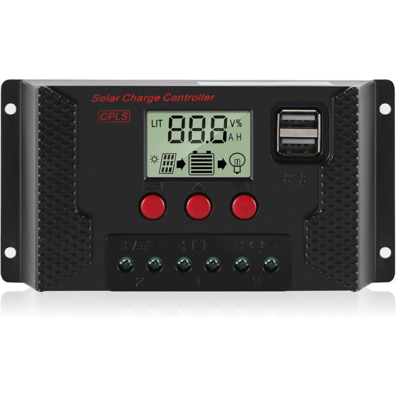 foto del prodotto regolatore di carica solare 30a regolatore di carica del pannello solare identificazione automatica 12v 24v con display lcd e porta usb 5v
