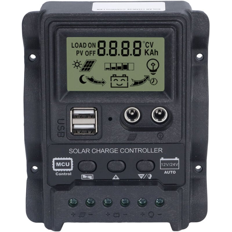 foto del prodotto regolatore di carica solare dual usb abs display lcd regolatori di carica pwm controllo luce 12v24v30a 390w 780w