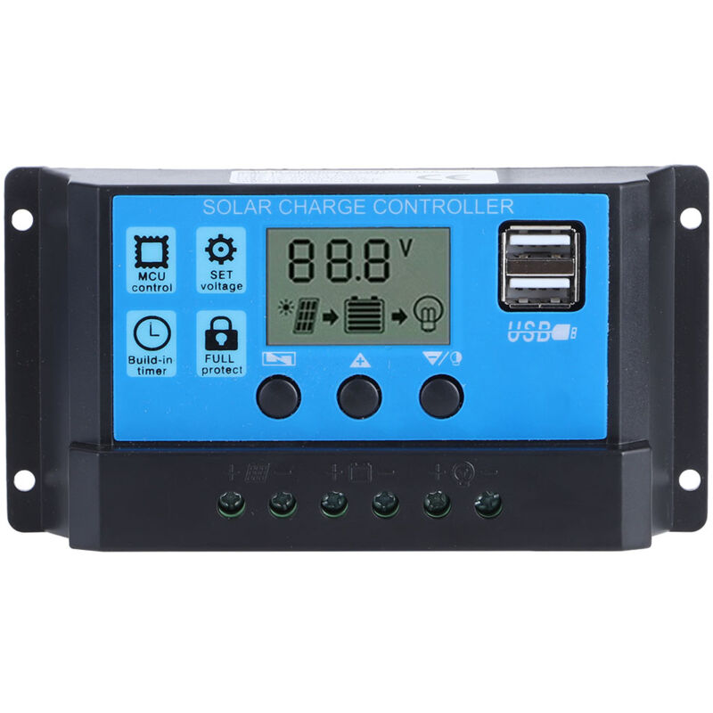 foto del prodotto regolatore di carica solare lcd pwm automatico da 12 v 24 v 30 a con doppia uscita usb