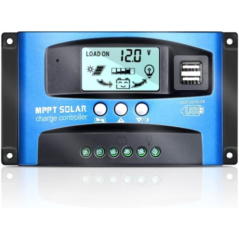 foto del prodotto regolatore di carica solare mppt 30a 12v 24v con monitoraggio automatico della messa a fuoco e regolatore del pannello solare con display lcd e
