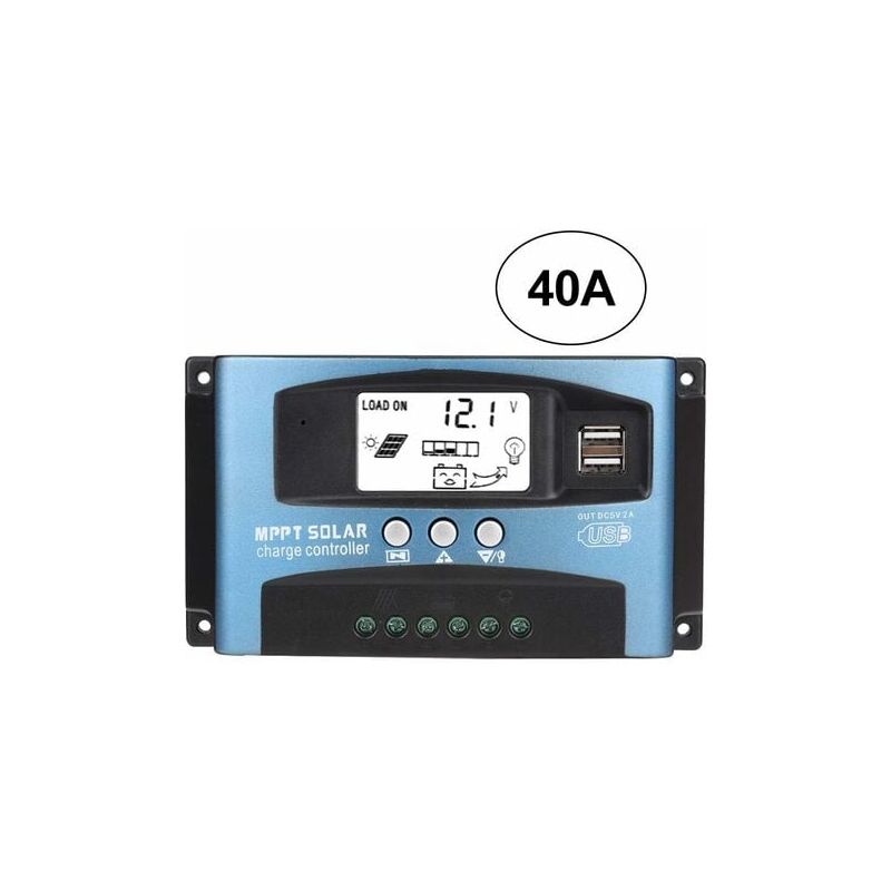 foto del prodotto regolatore di carica solare mppt 40a, regolatore di batteria del pannello solare usb 12v 24v regolatore di batteria intelligente con display lcd 40a 