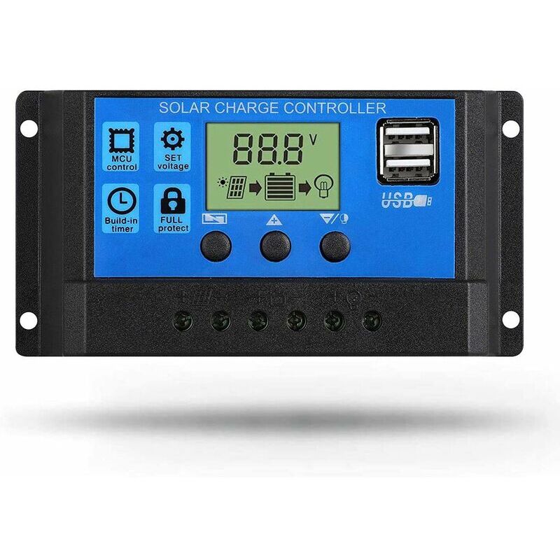 foto del prodotto regolatore di carica solare, regolatore del pannello solare 20a 12v 24v impostazioni automatiche display lcd regolabile 20a mns