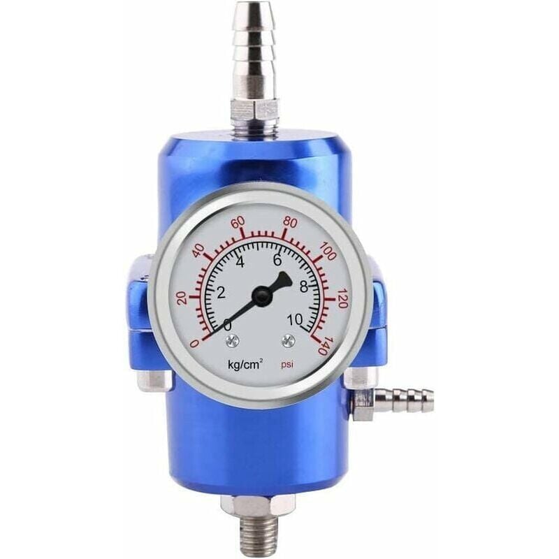 foto del prodotto regolatore di pressione del carburante, kit tubo flessibile del manometro del regolatore di pressione del carburante 0 140 psi regolabile blu 