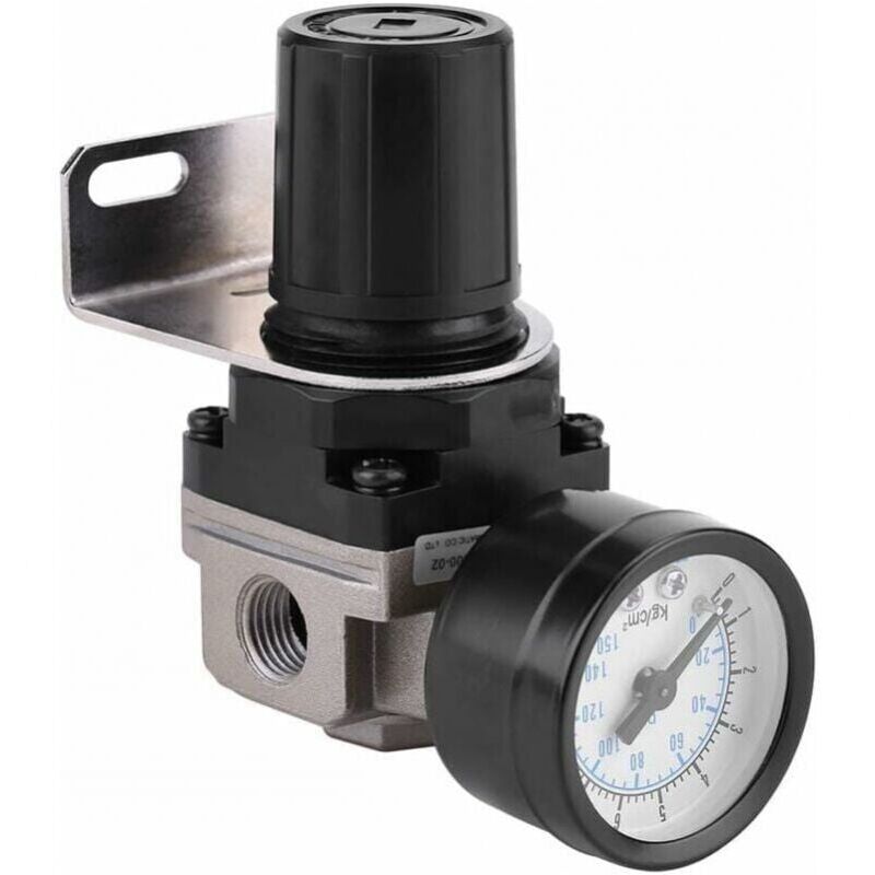 foto del prodotto regolatore di pressione dell aria, compressore di controllo pneumatico ar2000 02 g1 4 con manometro, valvola con manometro dell aria regolabile in