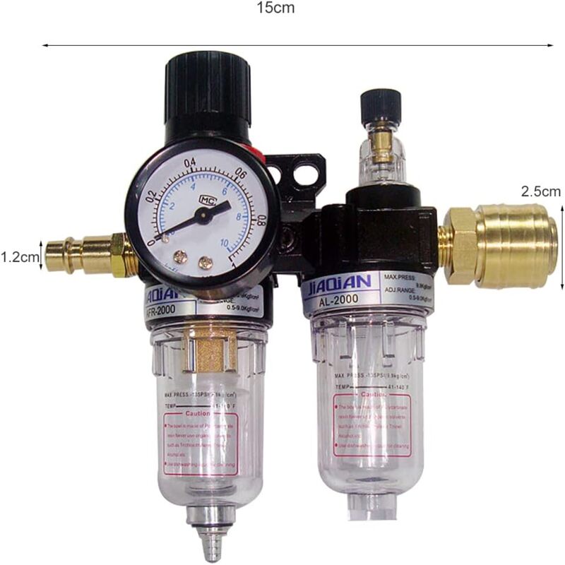 foto del prodotto regolatore filtro 1 4 regolatore pressione aria, separatore acqua olio, regolatore pressione aria per compressore e utensili pneumatici