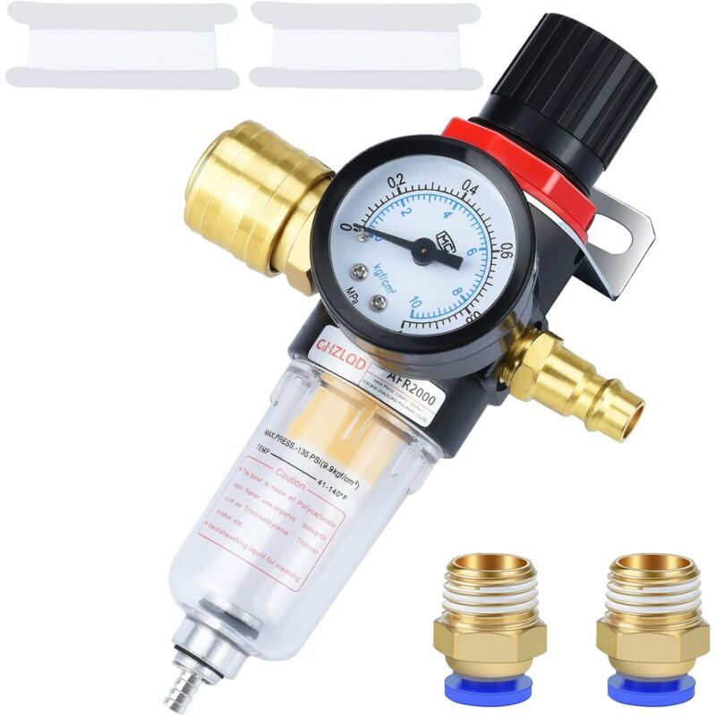 foto del prodotto regolatore filtro 1 4 , regolatore pressione filtro aria 1 4 bps per compressore e utensili pneumatici