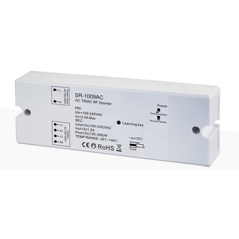 foto del prodotto regolatore monocolore dimmerabile dimmer rf triac ac 2 canali