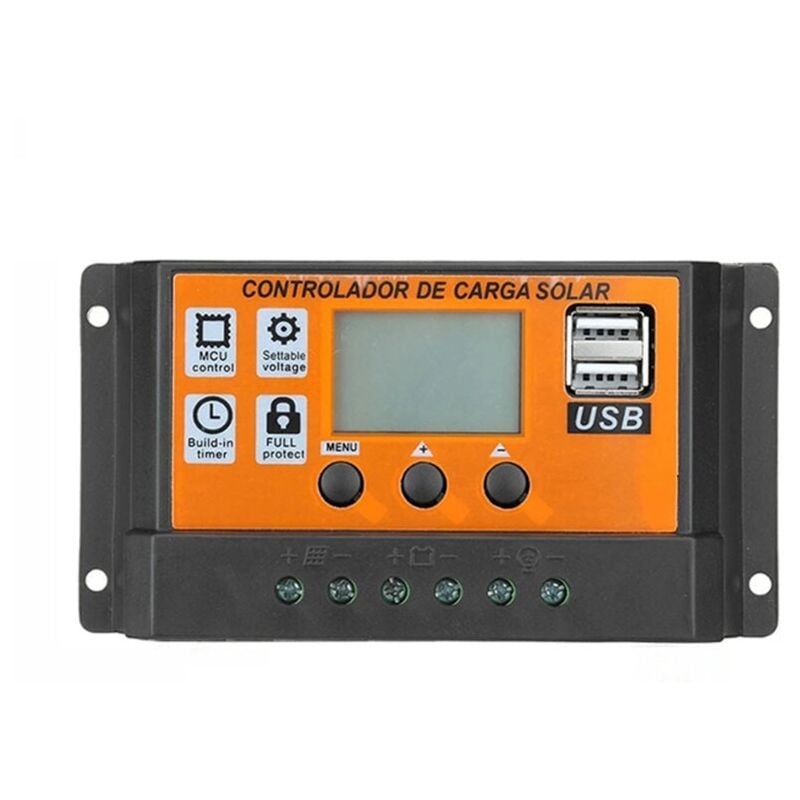 foto del prodotto regolatore solare 100a 12v 24v, regolatore di carica lcd usb doppio per pannello solare