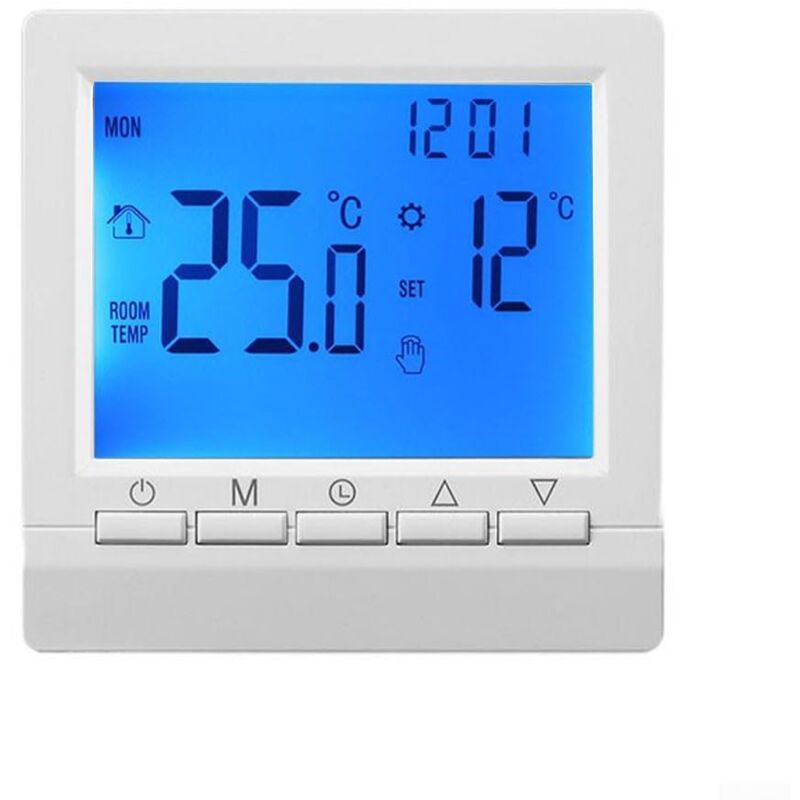 foto del prodotto regolatore termostato, termostato digitale programmabile 3 a regolatore temperatura ambiente display lcd digitale, retroilluminazione blu
